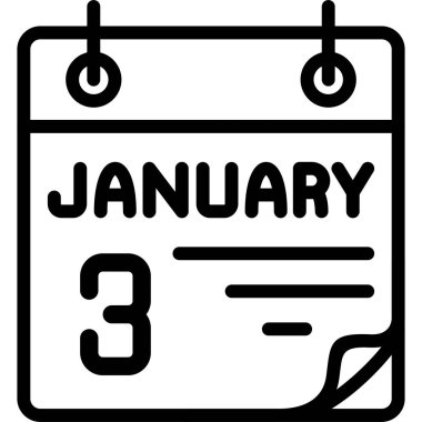 3 Ocak takvim simgesi, vektör illüstrasyonu               