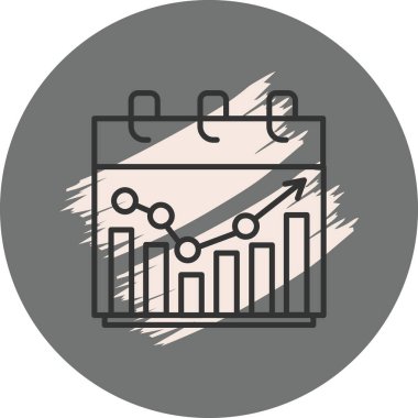 Finansal büyüme grafiklerini ve oku gösteren aylık Grap takvim simgesi