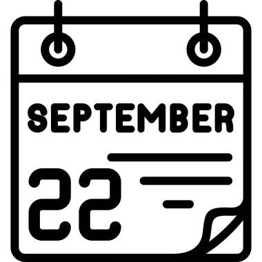 22 Eylül takvim simgesi, vektör illüstrasyonu          