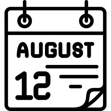 12 Ağustos takvim simgesi, vektör illüstrasyonu              