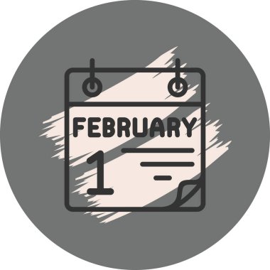 1 February Icon On Round Grey Background