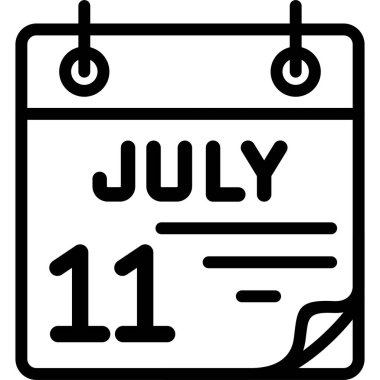 11 Temmuz takvim simgesi tasarımı, vektör illüstrasyonu            