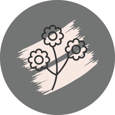 Gri arkaplanda çizilmiş basit çiçekler