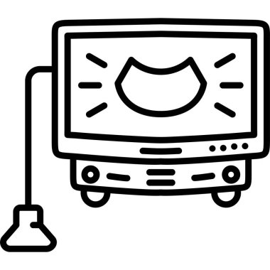 Ultrasound Machine Line Simgesi Basit Resimler Beyaz Arkaplanda İzole Edildi