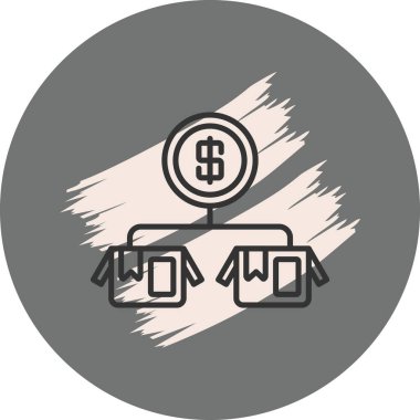 İki ürün kutusunu birbirine bağlayan para sembolü