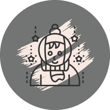 Çizgi film karakteri kış şapkası ve eşarbı takıyor