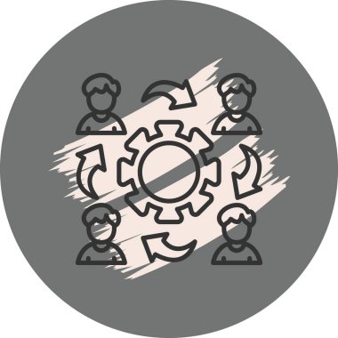 Takım çalışması sembolü, dişli simgeler tarafından temsil edilen bir grup insan.