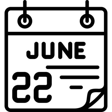 22 Haziran takvim simgesi, vektör illüstrasyonu                    