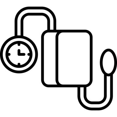 Bu tıbbi sphygmomanometre illüstrasyonu, bir kan basıncı monitörünün doğrusal tasarımını içeren uygulamalar veya web sayfaları için uygundur..