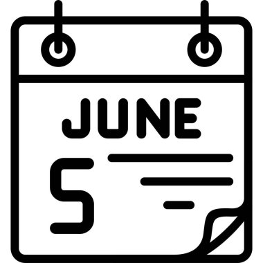 5 Haziran takvim simgesi, vektör illüstrasyonu                    