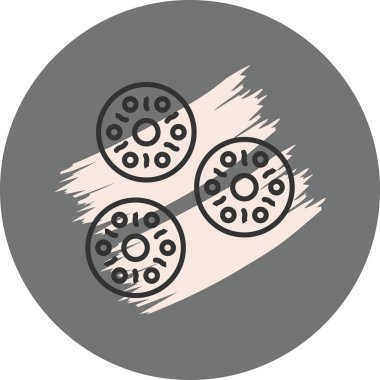 Yüzeyine serpiştirilmiş üç yuvarlak çörek.