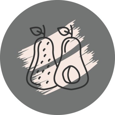 Gri armut üzerine iki el çizilmiş armut