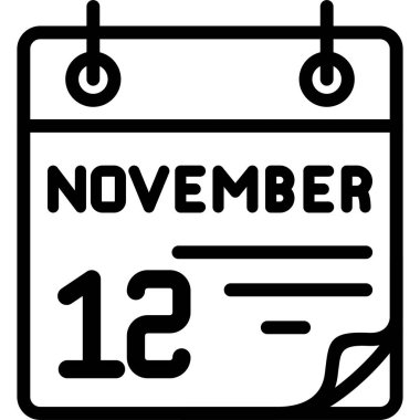 Kasım 12 tarih simgesi takvim çizimi 