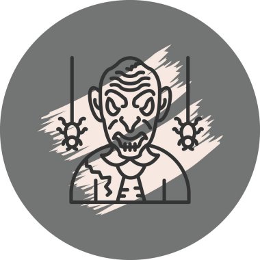 Asılı örümceklerle korkunç canavar suratı