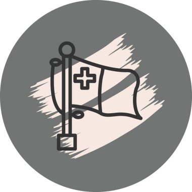 Merkezi haçlı bir bayrak direğinde Malta bayrağı ışık eğimli bir arkaplanda görüntülenir.