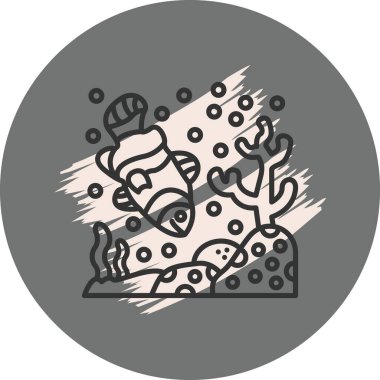 Beyaz arkaplanda küçük bir palyaço balığının çizgi tabanlı simgesi