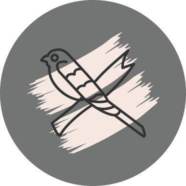 Dairesel arkaplanda basit kuş çizimi