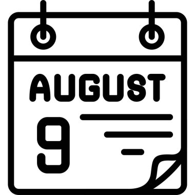 9 Ağustos takvim simgesi, vektör illüstrasyonu              
