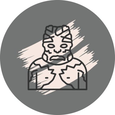 Çatlak taş desenli çizgi film karakteri