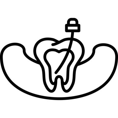 Diş pianlarını gösteren minimalist grafik simgesi, diş hekimliği uygulaması veya diş sağlığı kliniği web sayfaları için uygundur.