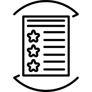 Reytingleri gösteren onay kutuları ve yıldızların yer aldığı belge, Eleştiri simgesi