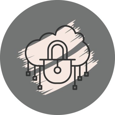 Uygulamalar veya web sayfaları için merkezi asma kilit ve bağlantı düğümlerine sahip bir bilgisayar güvenlik simgesi.