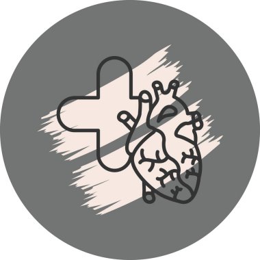 Tıbbi haç sembollü stilize kalp grafiği