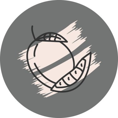 Dilimlenmiş şeftali meyvesinin basit çizimi