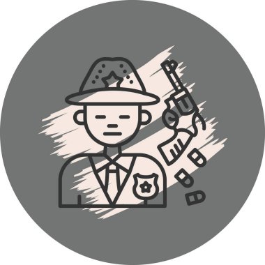 Silahın yanında duran polis memuru.