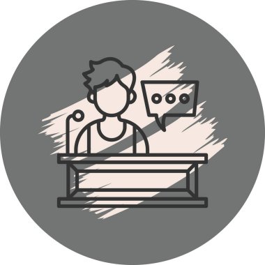 Konuşma baloncuğuyla masada oturan kişi