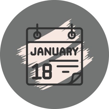 18 January Icon On Round Grey Background