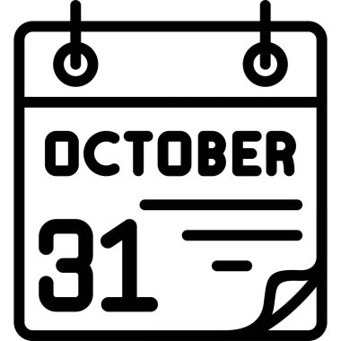 31 Ekim takvim simgesi, vektör illüstrasyonu                