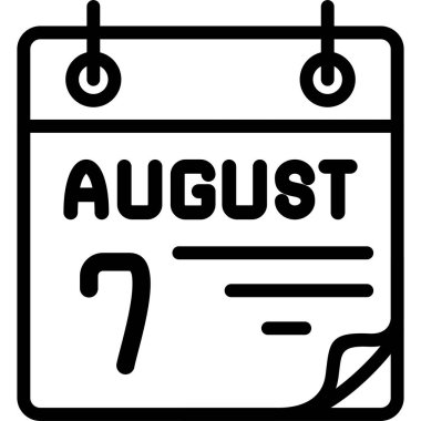 7 Ağustos takvim simgesi, vektör illüstrasyonu              