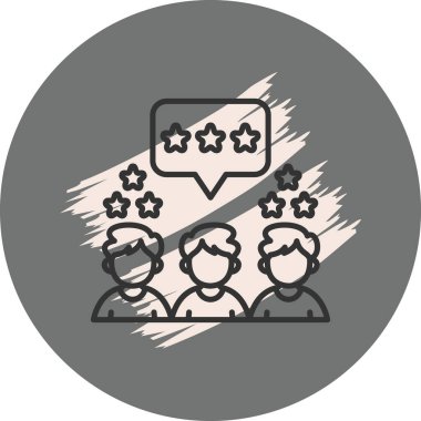 Popülerlik simgesi, yıldız ve konuşma baloncuğu olan üç kişi.