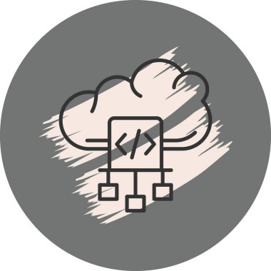 Bulut Hesaplama Ağ Çizgisi Simgesi, Beyaz Arkaplanda Basit Resimler İzole Edildi