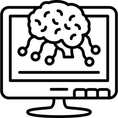 Yapay Zeka Çizgisi Simgesi Basit Görüntü Beyaz Arkaplanda İzole Edildi