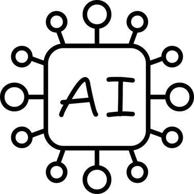 Yapay Zeka Çizgisi Simgesi Basit Görüntü Beyaz Arkaplanda İzole Edildi