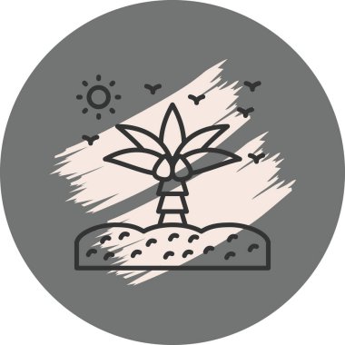 Kumlu sahilde güneşli bir palmiye ağacı