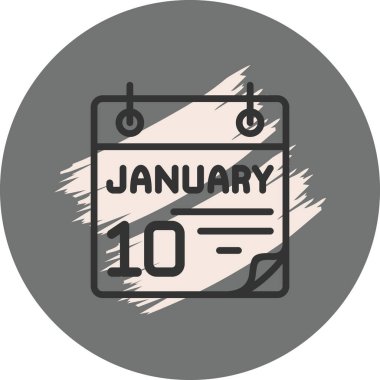 10 January Icon On Round Grey Background