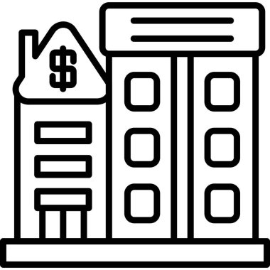 Banka binası simgesi, vektör illüstrasyonu basit tasarım
