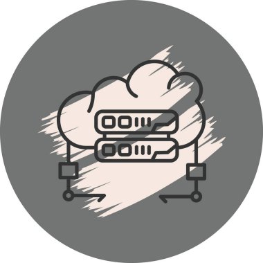 Bulut Hesaplama Ağ Çizgisi Simgesi, Beyaz Arkaplanda Basit Resimler İzole Edildi