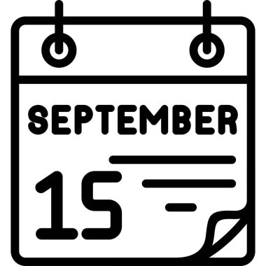 15 Eylül takvim simgesi, vektör illüstrasyonu          