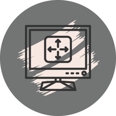 Yeniden boyutlandırılan ok simgesini gösteren bilgisayar monitörü