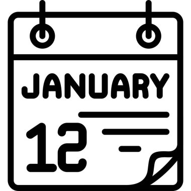 12 Ocak takvim simgesi, vektör illüstrasyonu               