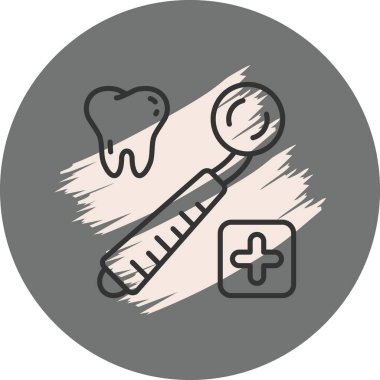 Ayna ve diş simgesini içeren diş araçları