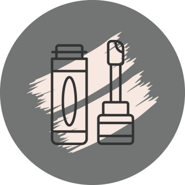 Kozmetik şişe ve aplikatör fırça çizimi