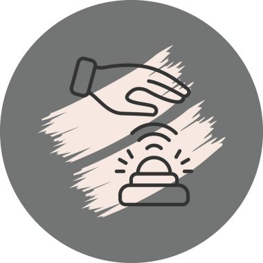 Servis çanı simgesine uzanan el