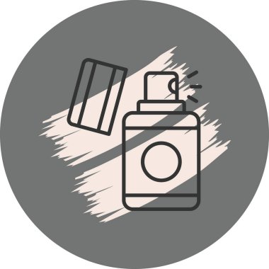 Kapaklı ve dairesel etiketli sprey şişesi