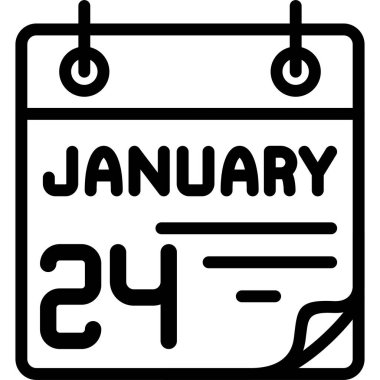 24 Ocak takvim simgesi, vektör illüstrasyonu               