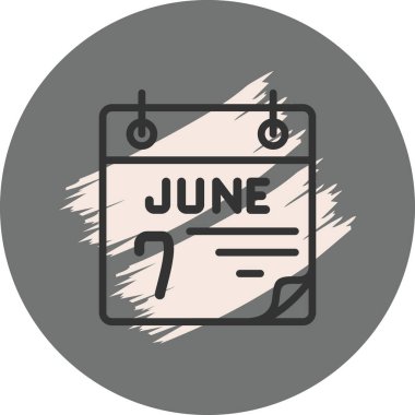 7 June Icon On Round Grey Background 